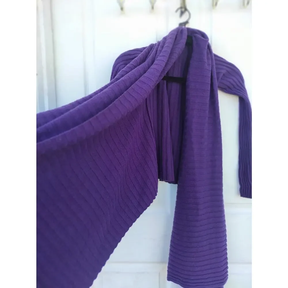 Designer Merino Wool Cashmere Sculpted Front-Drape Wrap Top - Picture 10 of 16